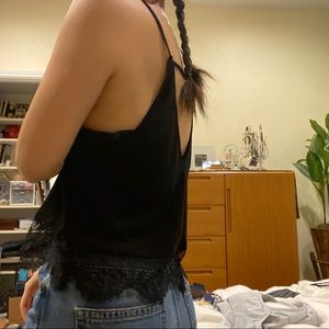 LF Crop Tank with lace trim